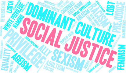 Obraz premium Social Justice Word Cloud on a white background.