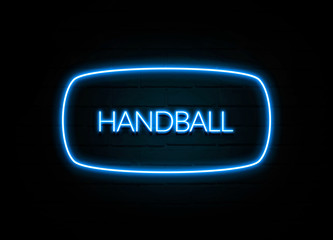Handball  - colorful Neon Sign on brickwall