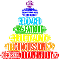 Concussion Word Cloud on a white background. 