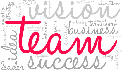 Team Word Cloud on a white background. 