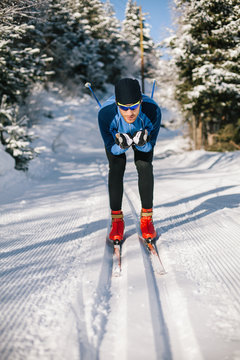 Athlete practice cross-country skiing