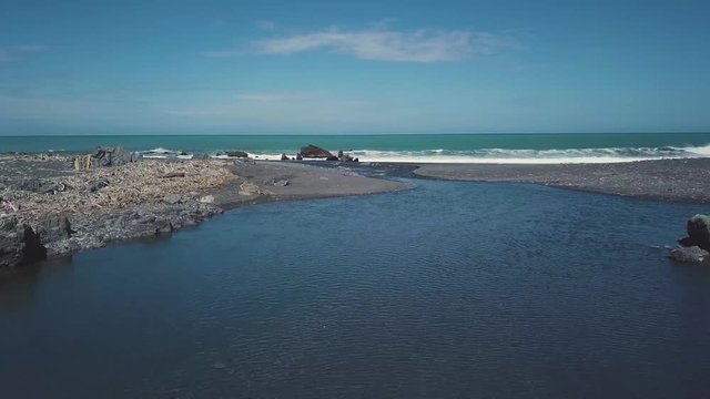 4k Aerial, New Zealand Beach And Rivers, Wainuiomata