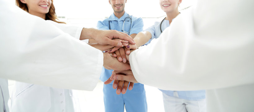 background image of a successful group of doctors on a white background
