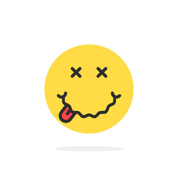 Yellow Drunk Emoji Face Icon