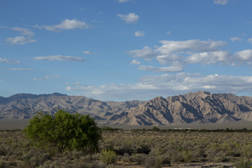 Landscape in the deserts of California and Nevada mountains ,sky, clouds desert