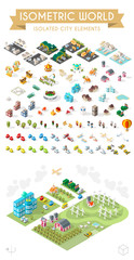 Set of Isometric High Quality City Element on White Background . City