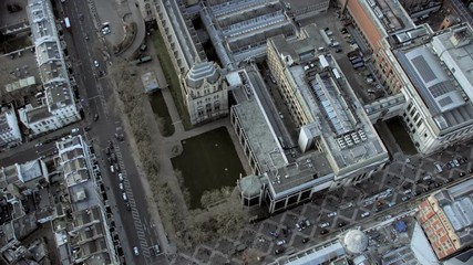  Aerial view above London's Natural History Museum & surrounding area