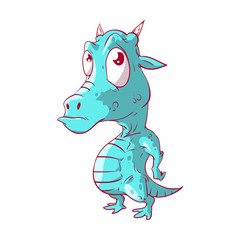 Colorful vector illustration of a cutre cartoon baby dragon