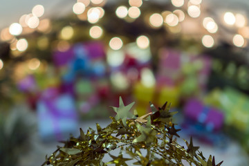 New Year abstraction with lights and a Christmas tree