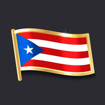 flag of  Puerto Rico in the form of badge, flat image
