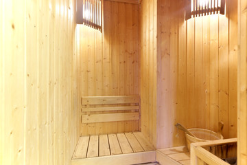 Fototapeta na wymiar small sauna room in private house