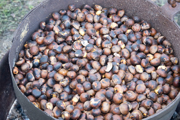 cooking a few of chestnuts