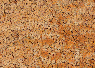 The texture of cracked dry brown earth on the Sun