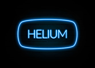Helium  - colorful Neon Sign on brickwall