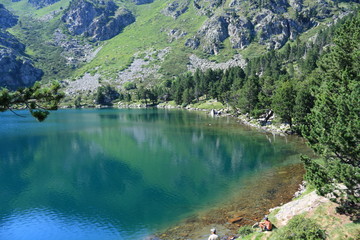 Pyrenean lake in Ariege, Occitanie in South of France