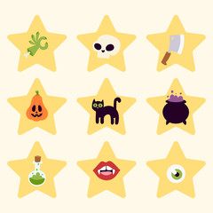Halloween carnival symbols icons vector illustration with pumpkin and ghost spooky october autumn fear creepy traditional sign.