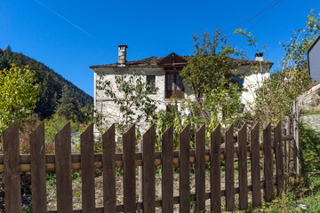 Autumn Landscape with old houses in town of Shiroka Laka, Smolyan Region, Bulgaria