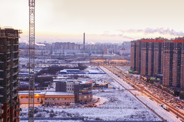 Fototapeta premium St. Petersburg, December 20, 2016: Evening panorama of the winter city