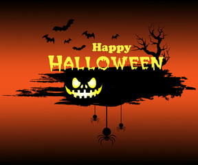 Banner happy halloween on isolated background