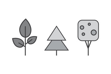 Set of vector line Trees. Forest creative icons