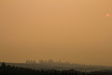 Forest fire smog über Vancouver