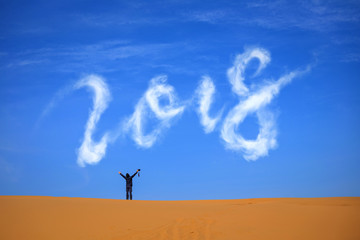 The "2018" font of the cloud formed over the desert, the conceptual background.