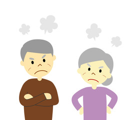 怒るシニア夫婦