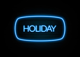 Holiday  - colorful Neon Sign on brickwall