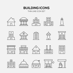 Building and real estate icon set outline style