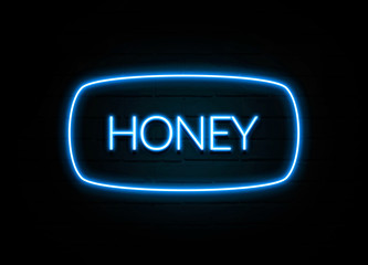 Honey  - colorful Neon Sign on brickwall
