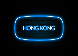 Hong Kong   - colorful Neon Sign on brickwall