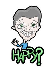 Caricature of happy man