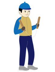 拍子木を持つ少年