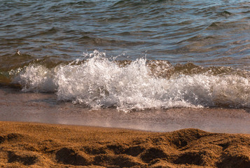 Waves and Splashes of Water on the Shoreline