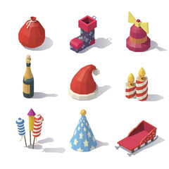 Low poly Christmas accessories