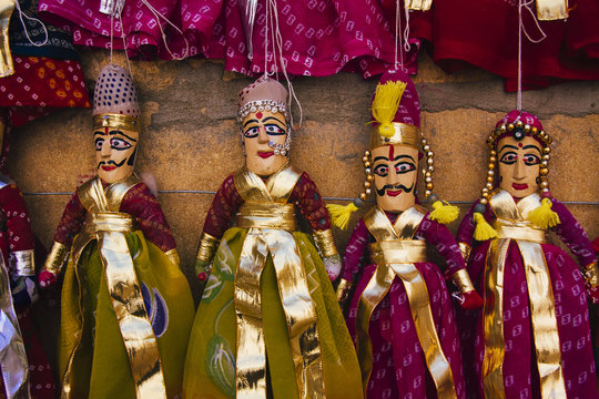 Puppets and dolls for sale in Rajasthan, India.