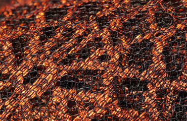 Glitter Copper Fiber Fabric mesh net with high detail macro