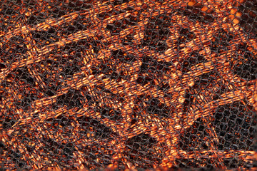 Glitter Copper Fiber Fabric mesh net with high detail macro