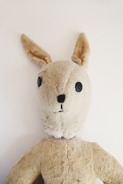 old and loved childhood teddy rabbit