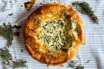 Food: Spanakopita spinach and cream filo pie