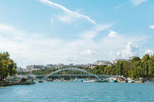 Metro bridge over Seine river.