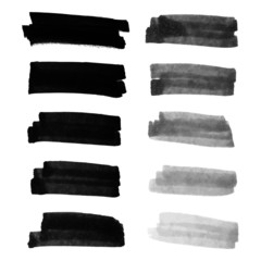 Black highlight stripes, banners drawn with markers. Change in tone from dark to light. 