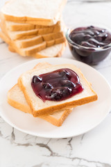 bread with blueberry jam