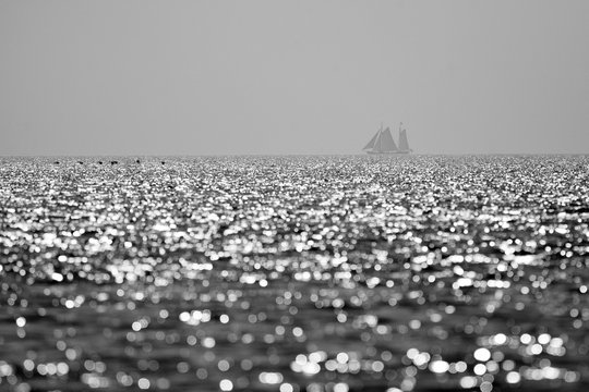 Seascape with sailing boat