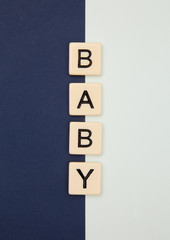 Baby Spelled out on a Blue Background