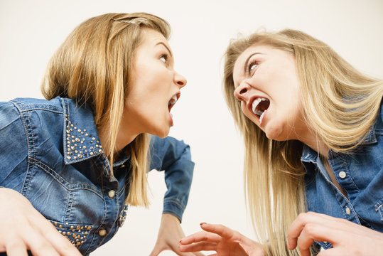 Two women having argue fight
