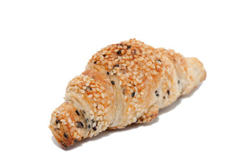 sesame croissant on white background