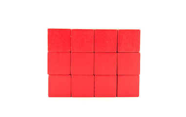 Wooden blocks colourful for children to learn colors and shapes on white background..