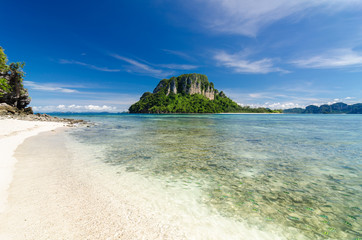 Beautiful sunny day at Koh Khai & Koh Porda of Krabi province in Thailand