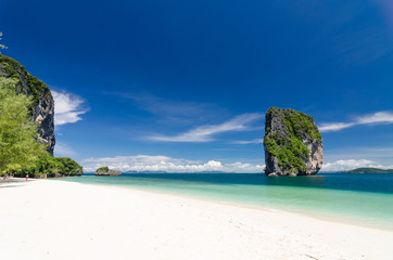 Beautiful sunny day at Koh Khai & Koh Porda of Krabi province in Thailand